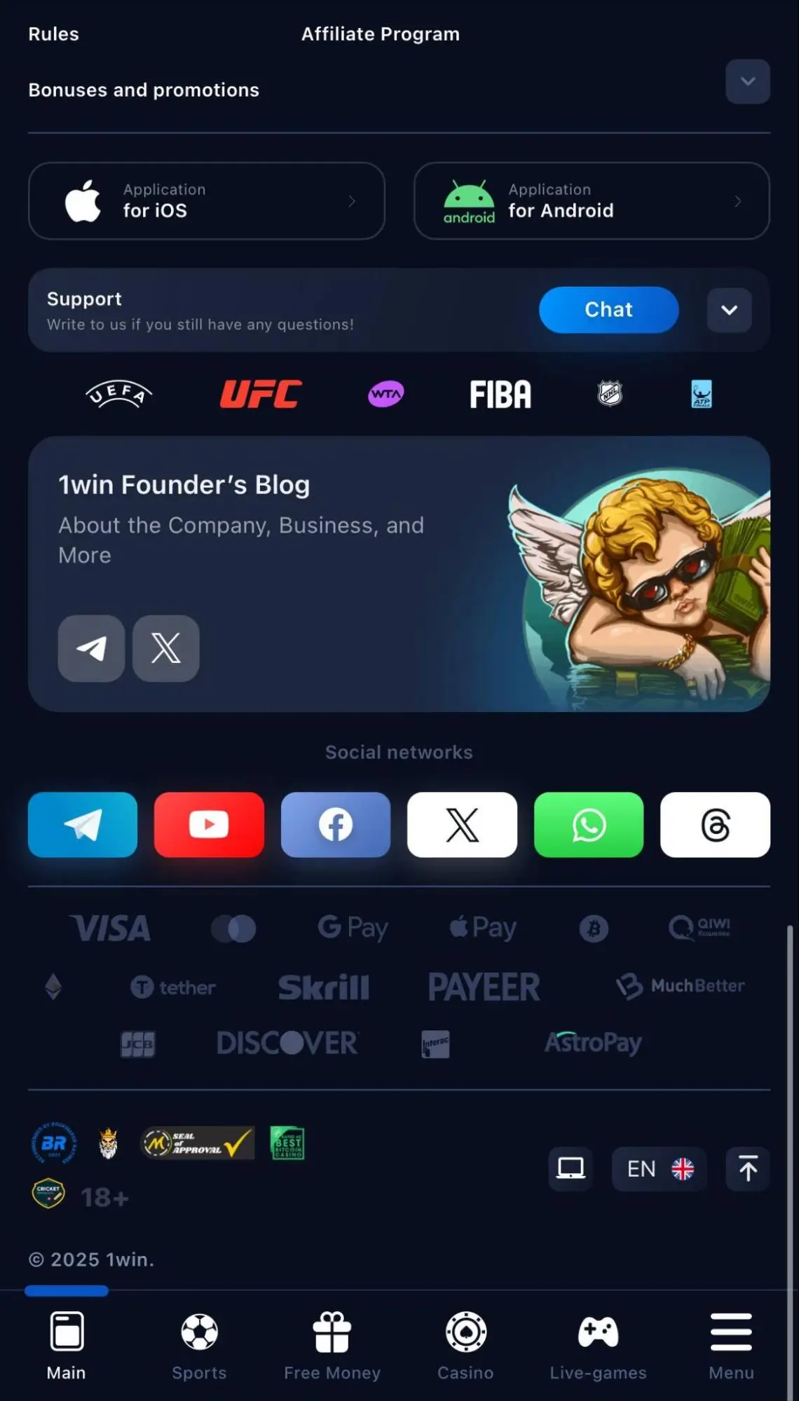 1win mobile app for android